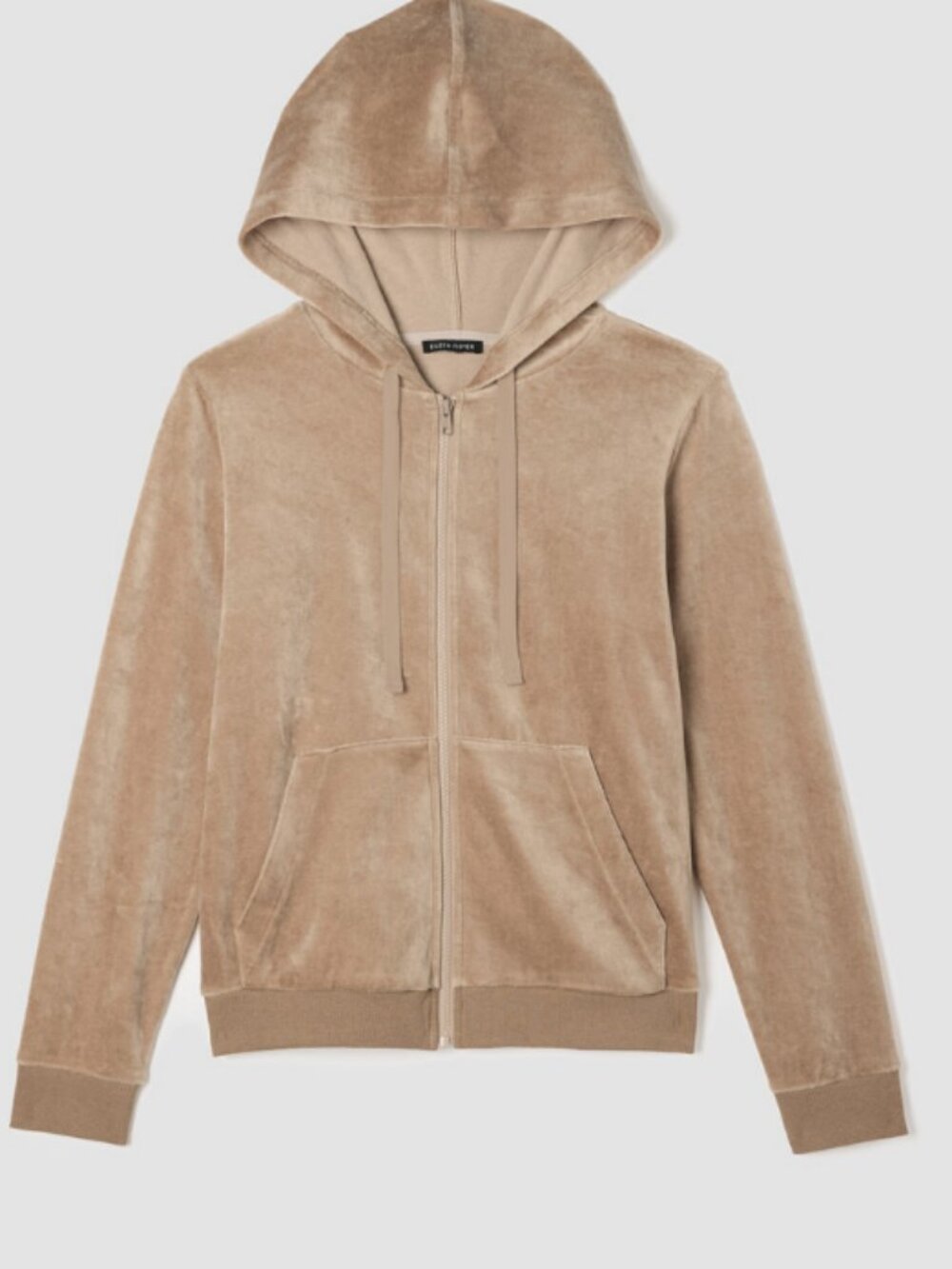 NWT - Eileen Fisher Cozy Velour Knit Hooded Jacket in "Biscuit"